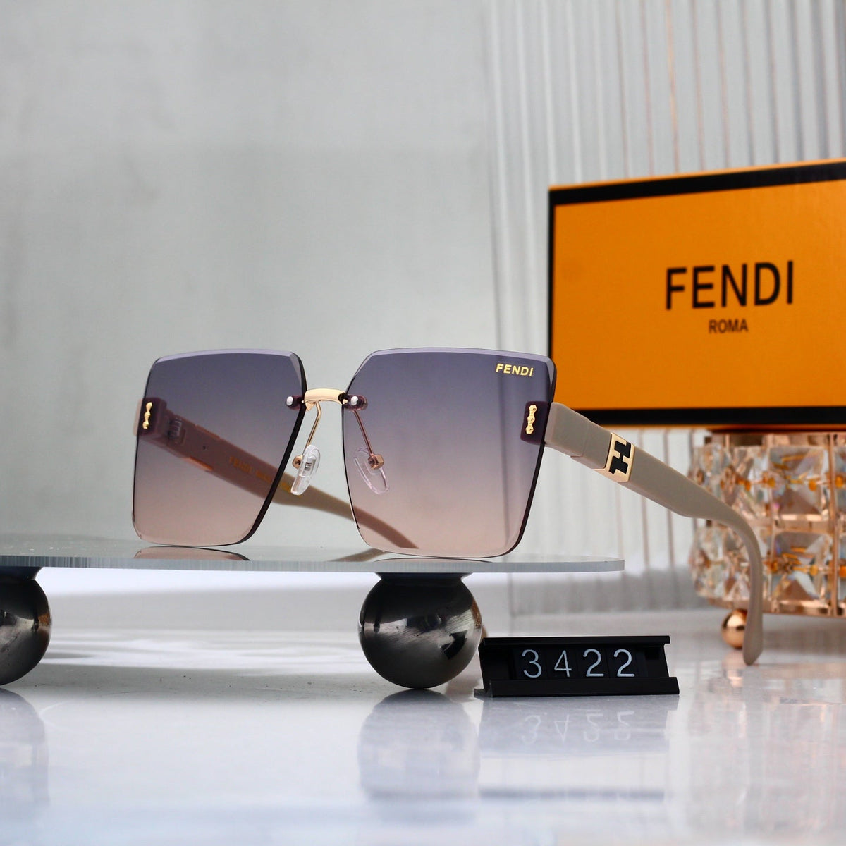 2026 Frameless Square Metal Gradient Sunglasses