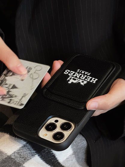 Luxurious pebbled leather card case