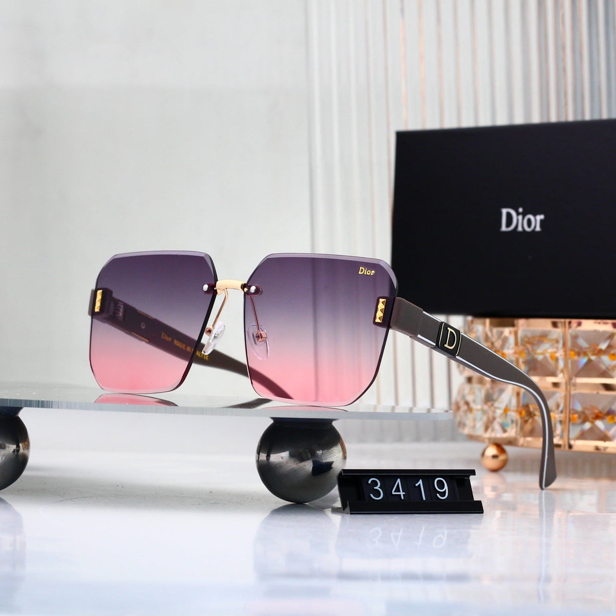 2026 Half Frame Square Gradient Sunglasses