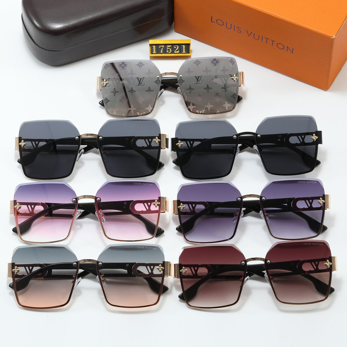 2026 6 Colors Fashion Square Frame Sunglasses 17521