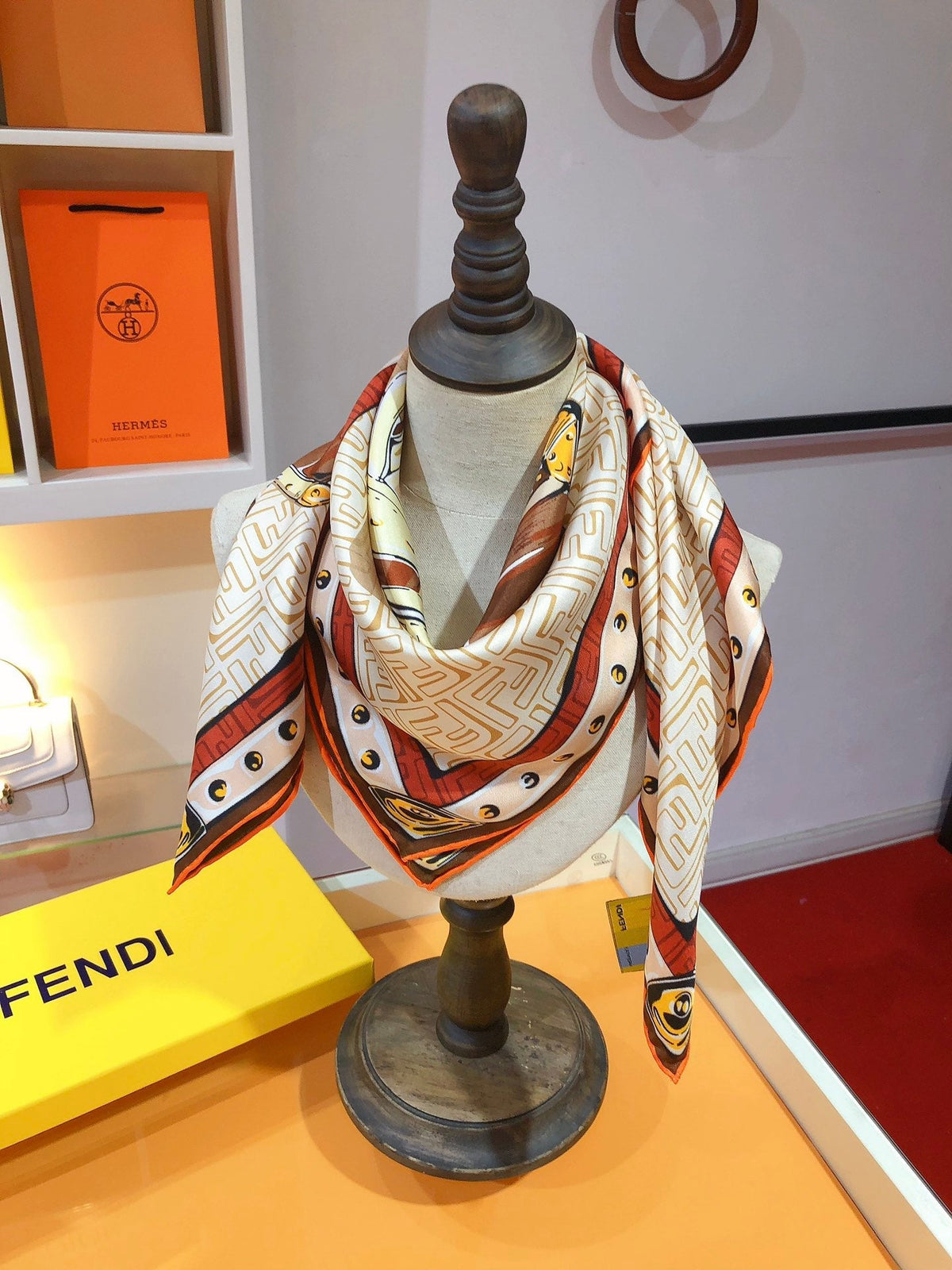 2026 Vintage Handbag Graphic Print Silk Scarf