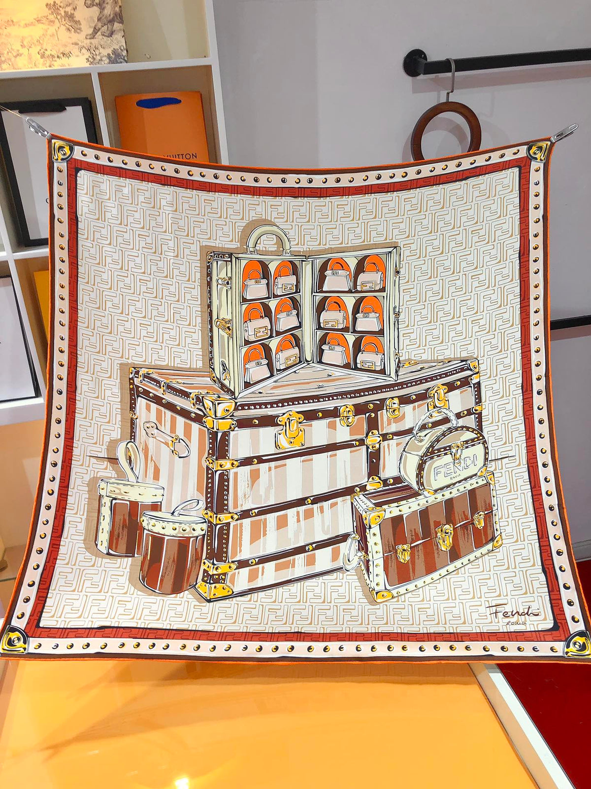 2026 Vintage Handbag Graphic Print Silk Scarf