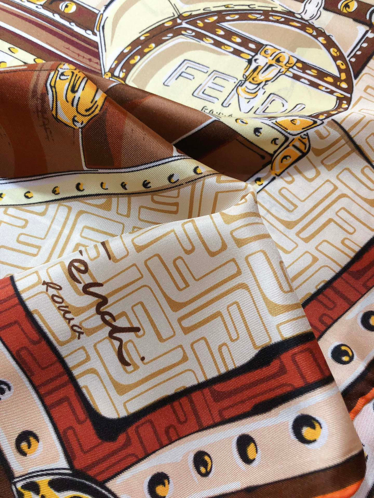 2026 Vintage Handbag Graphic Print Silk Scarf