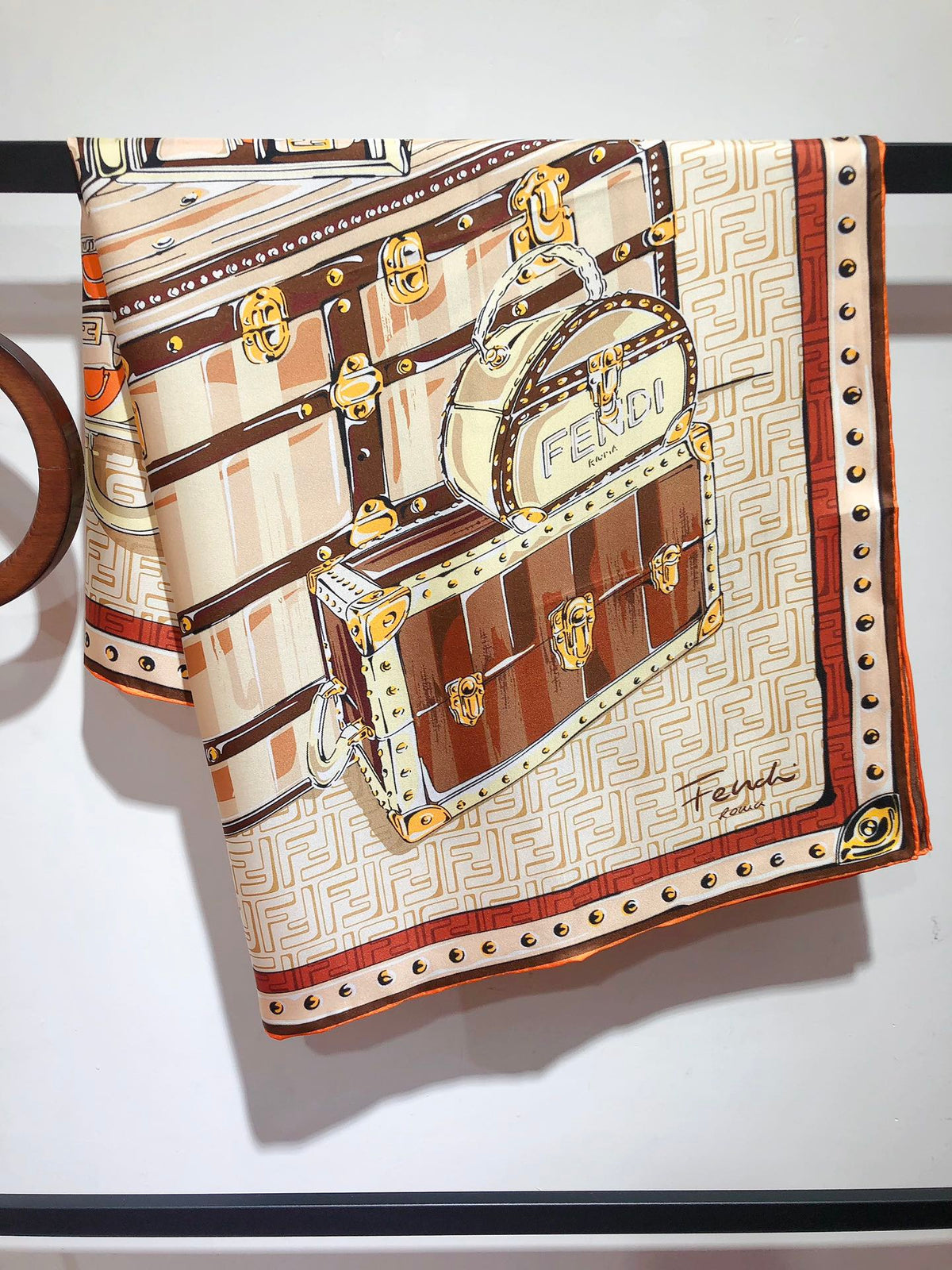 2026 Vintage Handbag Graphic Print Silk Scarf