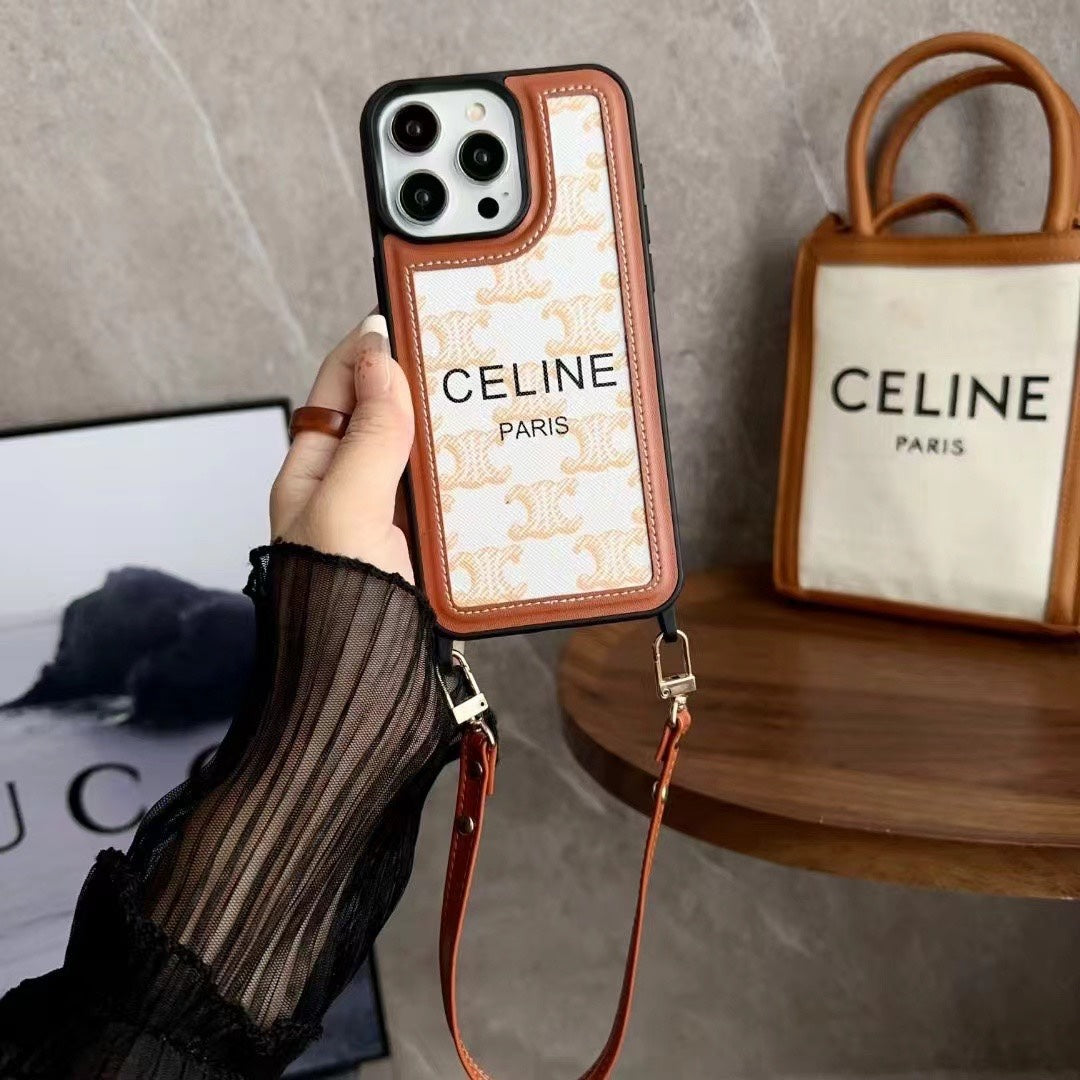 White Alligator-Print iPhone Case With Strap-SZ231124