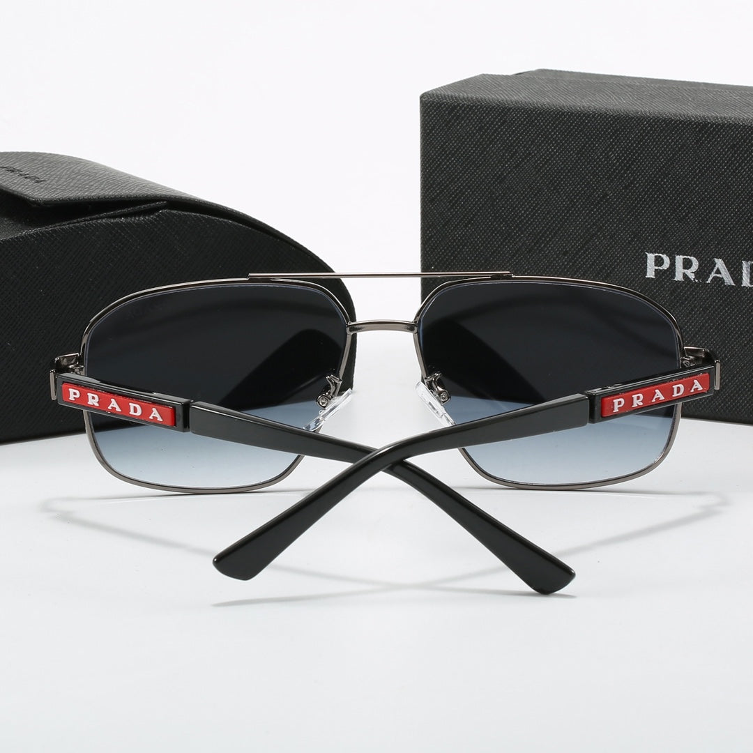 2026 Square Double Bridge Metal Sunglasses