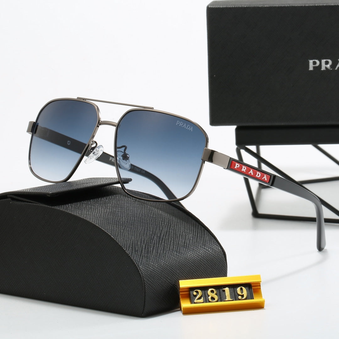 2026 Square Double Bridge Metal Sunglasses