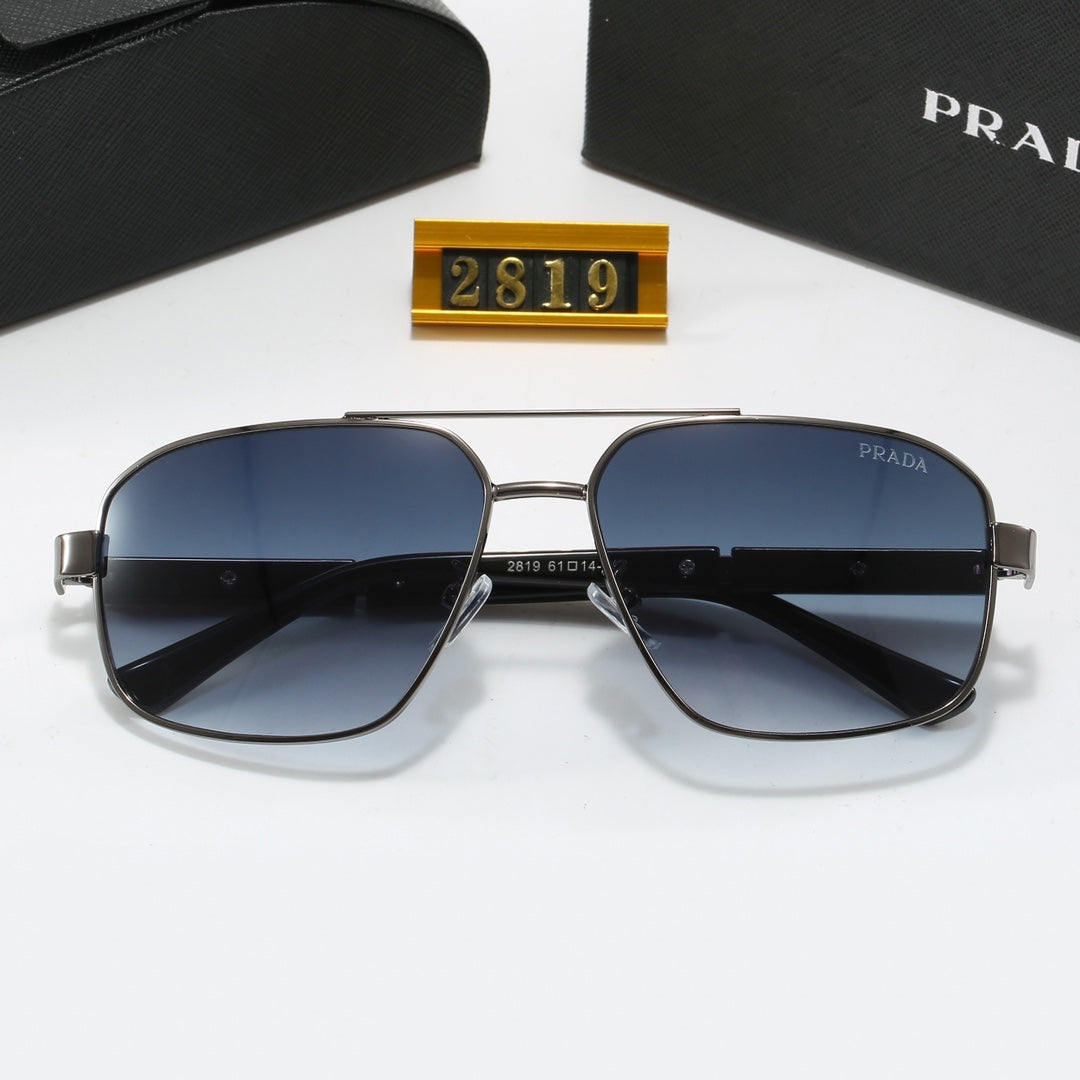2026 Square Double Bridge Metal Sunglasses