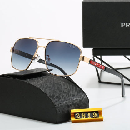 2026 Square Double Bridge Metal Sunglasses