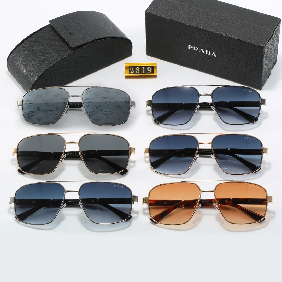 2026 Square Double Bridge Metal Sunglasses