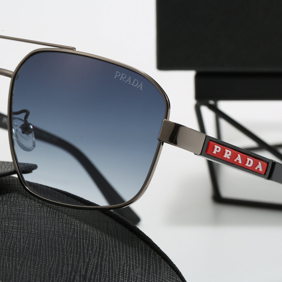 2026 Square Double Bridge Metal Sunglasses
