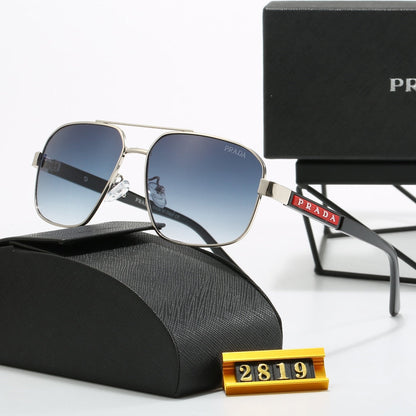 2026 Square Double Bridge Metal Sunglasses