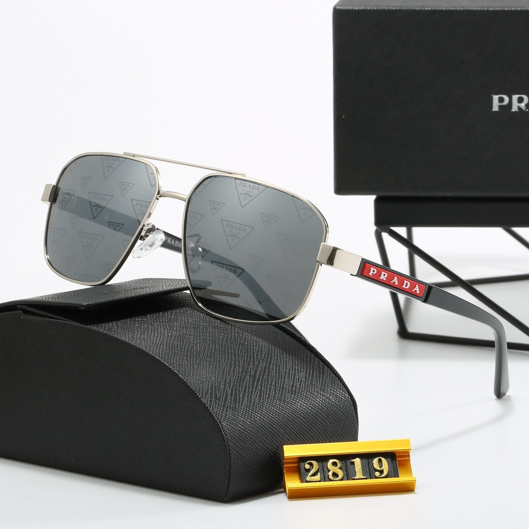 2026 Square Double Bridge Metal Sunglasses