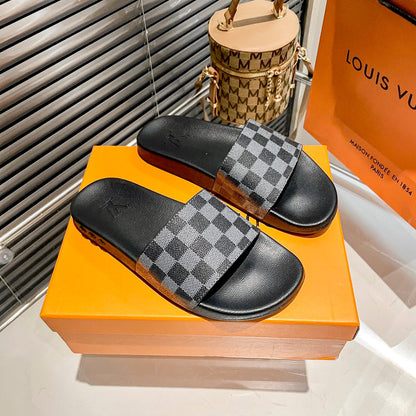 Couples Monogram& Checkerboard Slippers