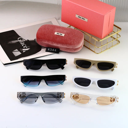 2026 Rectangular Gold-tone Logo Emblems Fashion Sunglasses