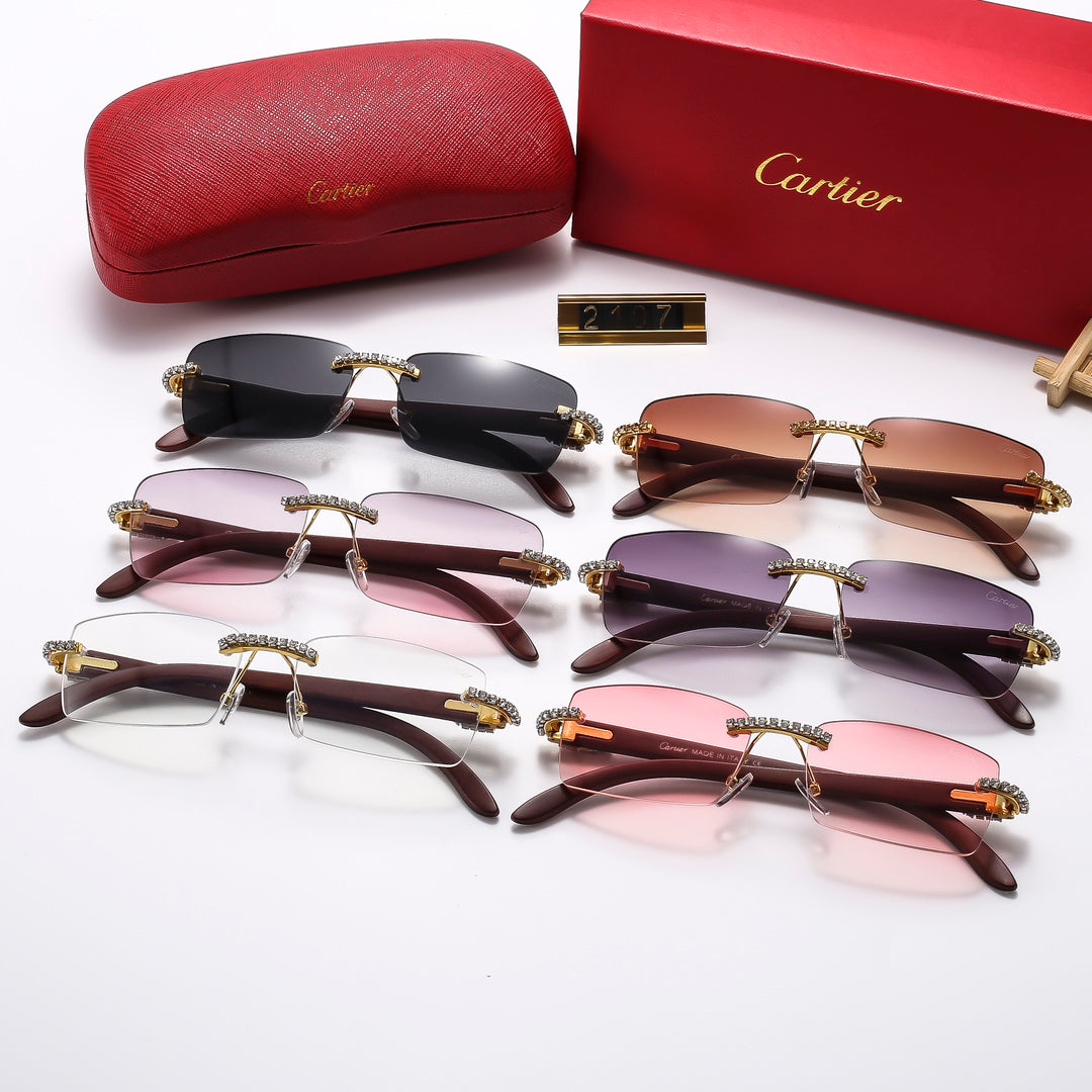2026 6 Colors Diamond Frameless Sunglasses 2107