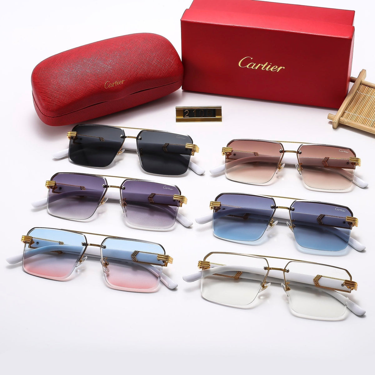2026 Square stylish frameless sunglasses 2105