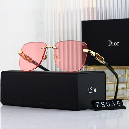 2026 Fashionable Metal Letters Frameless Sunglasses