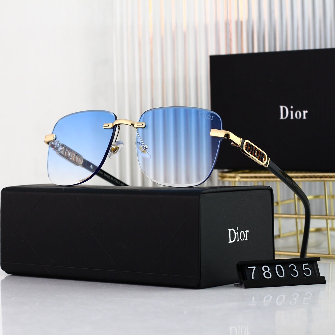 2026 Fashionable Metal Letters Frameless Sunglasses