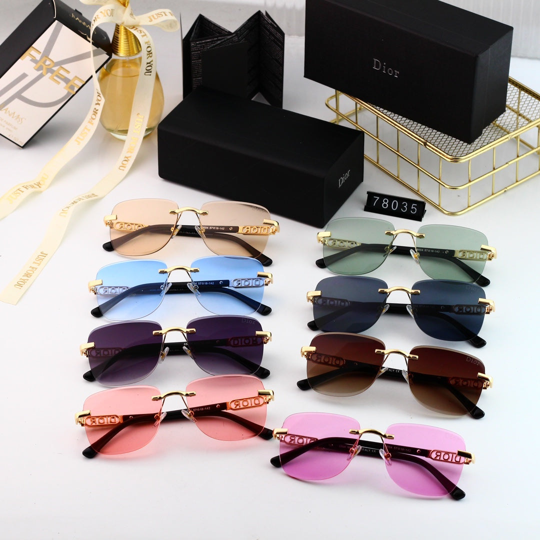 2026 Fashionable Metal Letters Frameless Sunglasses