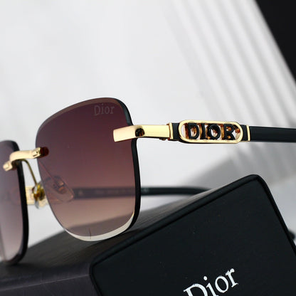 2026 Fashionable Metal Letters Frameless Sunglasses