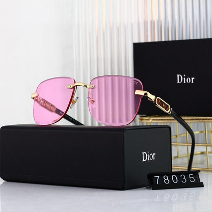 2026 Fashionable Metal Letters Frameless Sunglasses