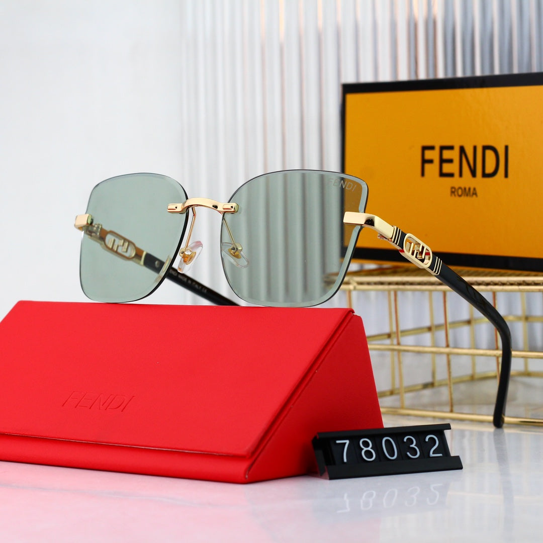 2025 Fashionable Metal Interlocking F Frame Sunglasses
