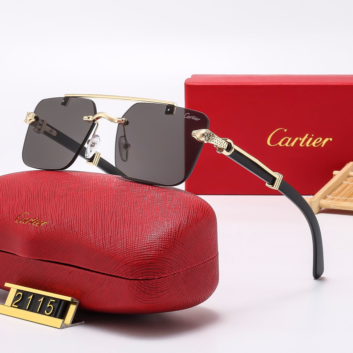 2026 Frameless leopard sunglasses 2115