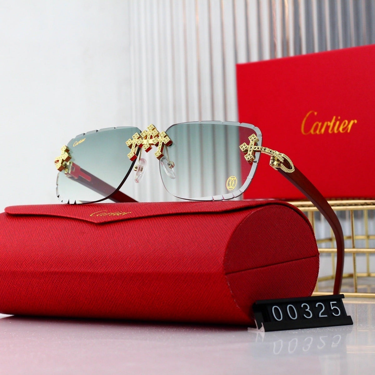 2026 Vintage Gold Cross Frameless Sunglasses