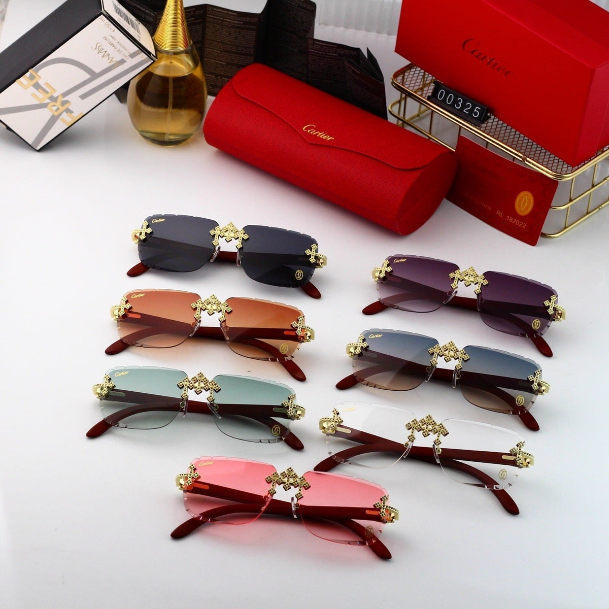2026 Vintage Gold Cross Frameless Sunglasses